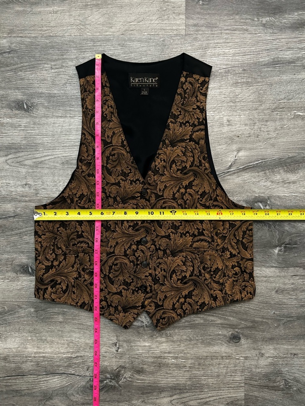Karen Kane Vintage Brocade Vest L Womens Gold Black Tapestry Steampunk Goth - Picture 4 of 7